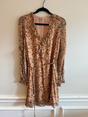 Scotch & Soda Floral Ruffle Wrap Mini Dress in Blush Pink